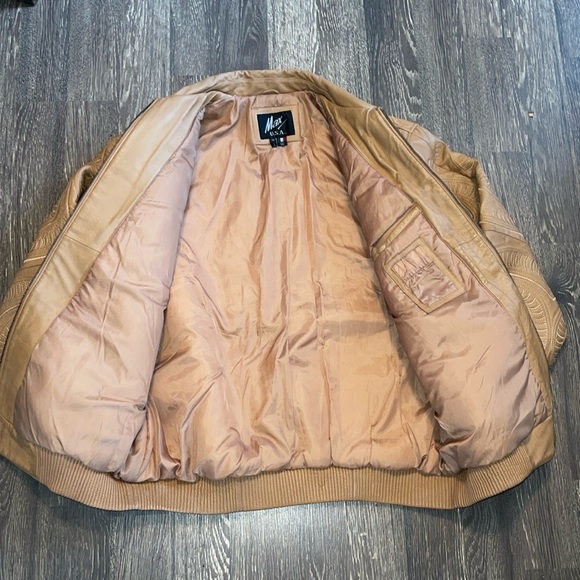 Vtg. Max USA Caramel Tan Swirl Leather Size: 3X - Picture 8 of 13